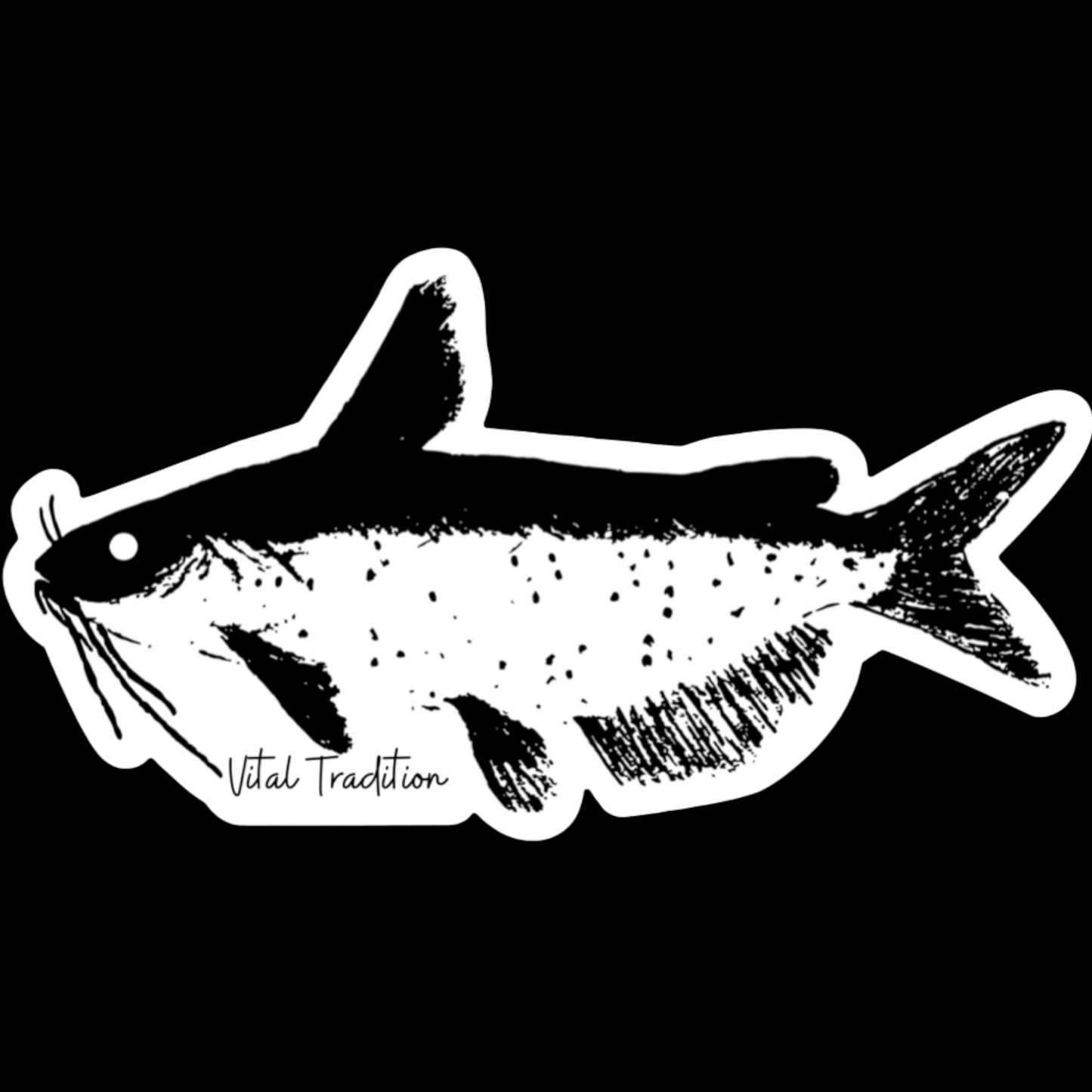 Catfish Die Cut Vinyl Sticker 4"x2"